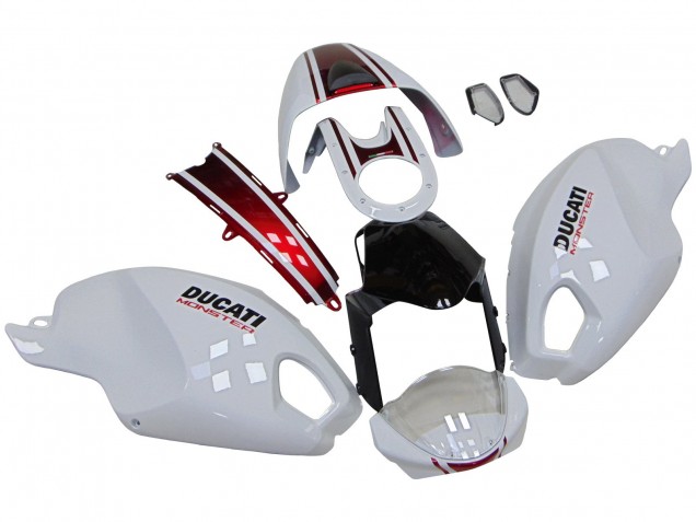 2008-2012 Ducati Monster 696 796 1100 1100S Motorcycle Fairings - White Red Glossy Black Australia