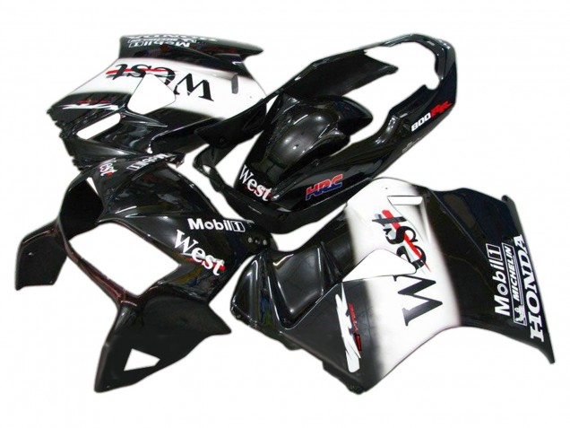 1998-2001 Honda VFR 800 Motorcycle Fairings - Glossy Black White West HRC Australia