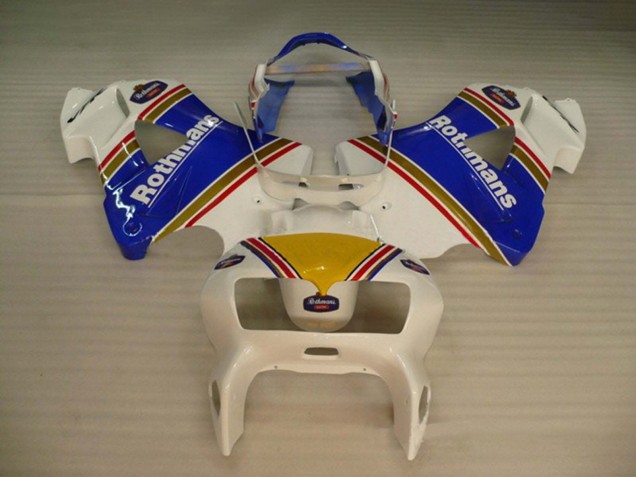 1998-2001 Honda VFR 800 Motorcycle Fairings - White Blue Gold Rothmans Australia