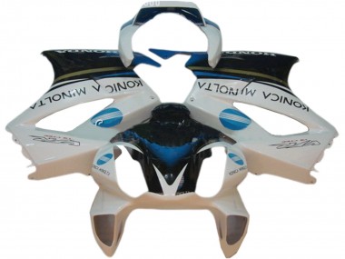 Affordable 2002-2013 Honda VFR 800 Motorcycle Fairings - White Blue Black Konica Minolta Australia