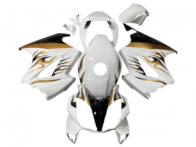 2002-2013 Honda VFR 800 Motorcycle Fairings - White Gold Flame Australia
