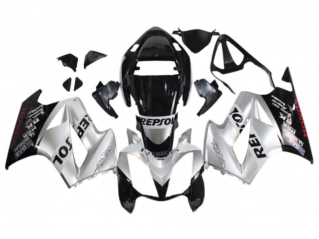 2002-2013 Honda VFR 800 Motorcycle Fairings - Silver Glossy Black Repsol Australia