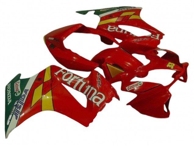 2002-2013 Honda VFR 800 Motorcycle Fairings - Red Yellow Green Fortuna Castrol Valsir 33 Australia