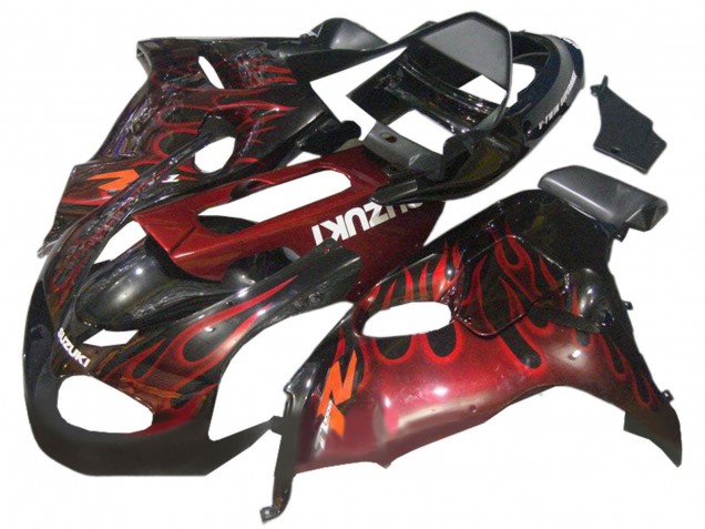 1998-2003 Suzuki TL1000R Motorcycle Fairings - Glossy Black Red Flame Australia