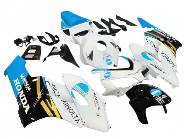 2004-2005 Honda CBR1000RR Motorcycle Fairings - White Light Blue Yellow Black Konica Minolta Australia