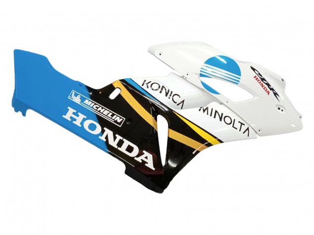2004-2005 Honda CBR1000RR Motorcycle Fairings - White Light Blue Yellow Black Konica Minolta Australia