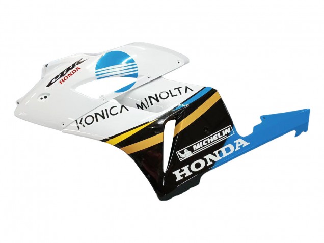 2004-2005 Honda CBR1000RR Motorcycle Fairings - White Light Blue Yellow Black Konica Minolta Australia
