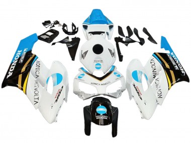 Affordable 2004-2005 Honda CBR1000RR Motorcycle Fairings - White Light Blue Yellow Black Konica Minolta Australia