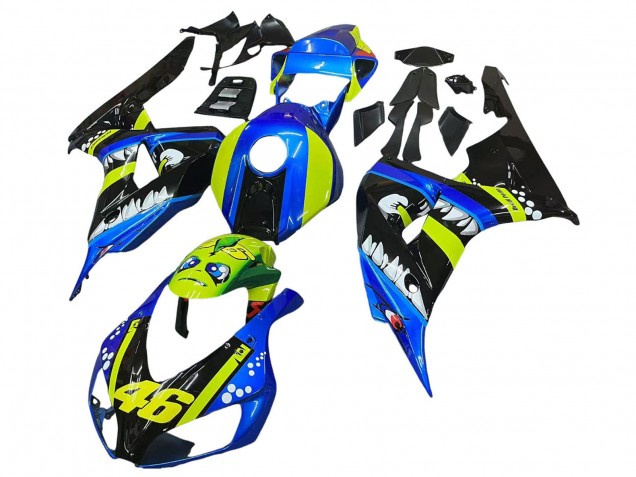 2006-2007 Honda CBR1000RR Motorcycle Fairings - Blue Fluorescent Green Glossy Black Shark 46 Australia