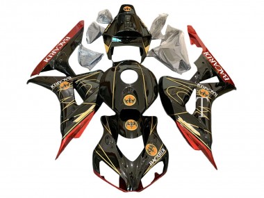 Affordable 2006-2007 Honda CBR1000RR Motorcycle Fairings - Glossy Black Red Gold BACARDI Australia