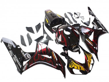 Affordable 2006-2007 Honda CBR1000RR Motorcycle Fairings - Glossy Black Yellow Red Flame Australia