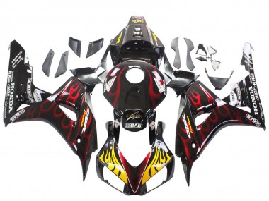 Affordable 2006-2007 Honda CBR1000RR Motorcycle Fairings - Glossy Black Yellow Red Flame Australia