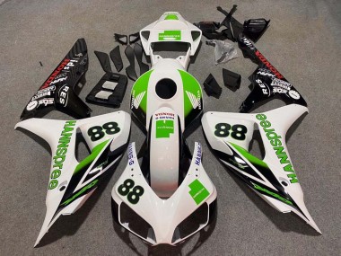 Affordable 2006-2007 Honda CBR1000RR Motorcycle Fairings - White Green Glossy Black Hannspree 88 Australia