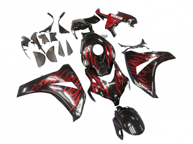 2008-2011 Honda CBR1000RR Motorcycle Fairing - Glossy Black Red Flame Australia