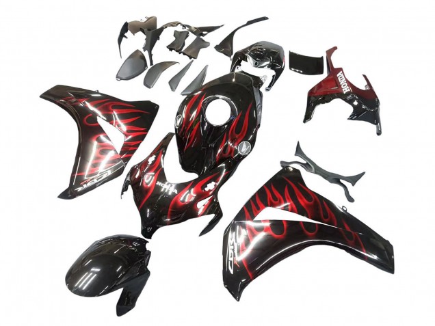 2008-2011 Honda CBR1000RR Motorcycle Fairing - Glossy Black Red Flame Australia