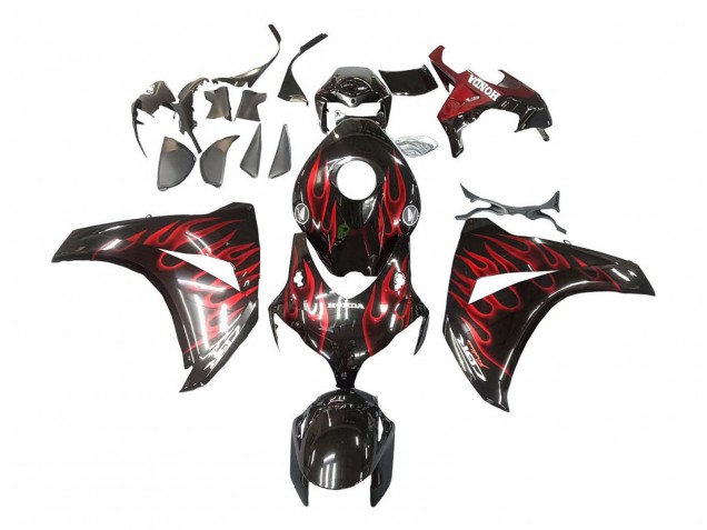 2008-2011 Honda CBR1000RR Motorcycle Fairing - Glossy Black Red Flame Australia