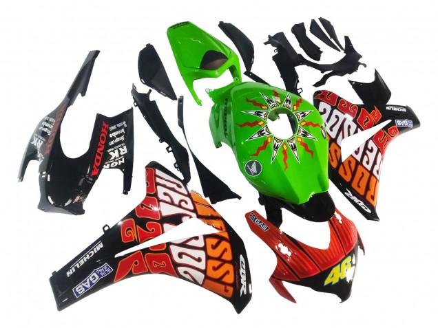 2008-2011 Honda CBR1000RR Motorcycle Fairings - Green Orange Glossy Black Rossi Michelin 46 Australia
