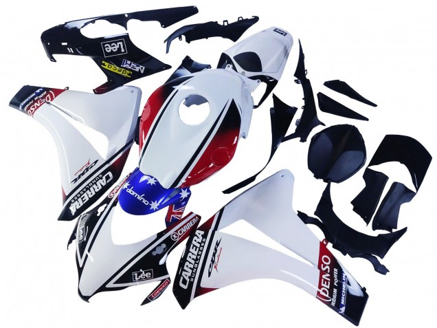 2008-2011 Honda CBR1000RR Motorcycle Fairings - White Red Blue Black Star Lee Carrera Australia