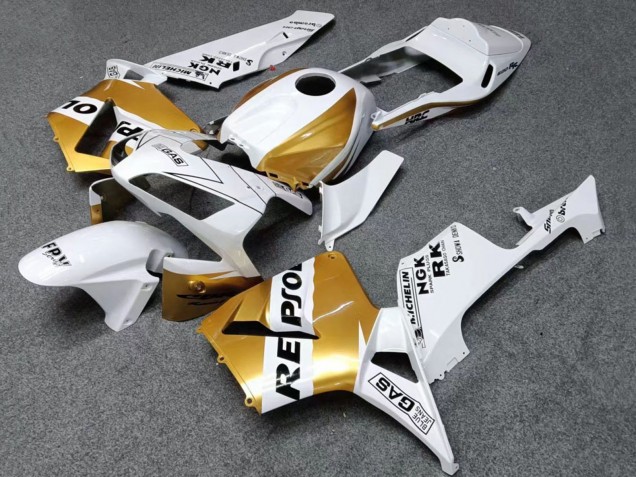 2003-2004 Honda CBR600RR Motorcycle Fairings - White Gold Black Repsol Australia