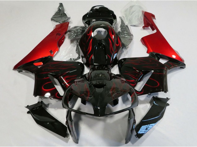 2005-2006 Honda CBR600RR Motorcycle Fairing - Glossy Black Red Flame Australia