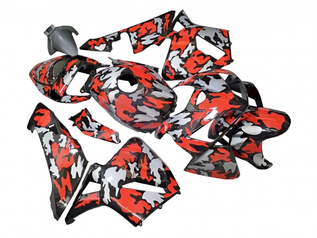 2005-2006 Honda CBR600RR Motorcycle Fairings - Black with Red Grey Camouflage Australia