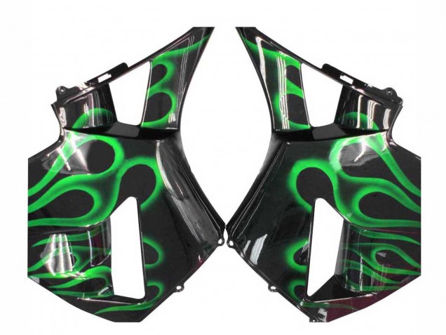 2005-2006 Honda CBR600RR Motorcycle Fairings - Glossy Black Green Flame Australia