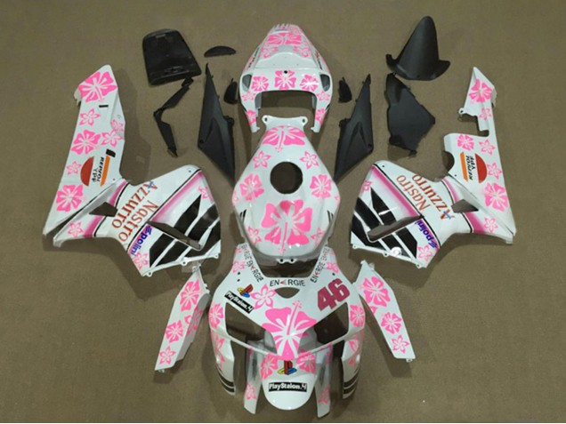 2005-2006 Honda CBR600RR Motorcycle Fairings - White with Pink Floral Nastro Azzurro 46 Australia