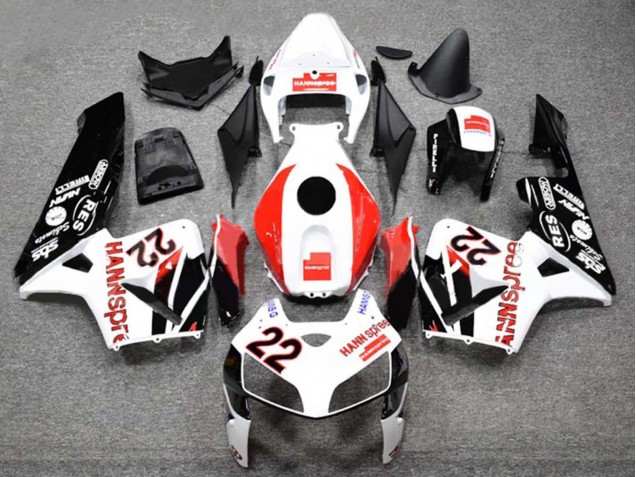 2005-2006 Honda CBR600RR Motorcycle Fairings - White Red Glossy Black HannSpree 22 Australia