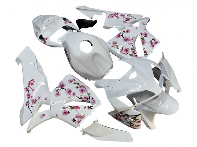 2005-2006 Honda CBR600RR Motorcycle Fairings - White with Cherry Blossom Australia