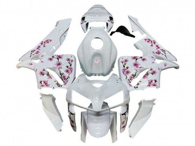 2005-2006 Honda CBR600RR Motorcycle Fairings - White with Cherry Blossom Australia