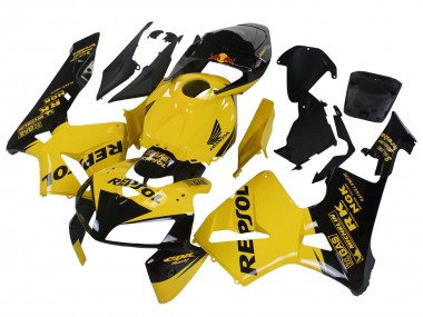 Affordable 2005-2006 Honda CBR600RR Motorcycle Fairings - Yellow Black Repsol Australia