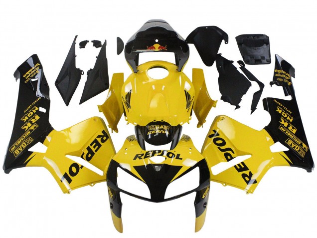 2005-2006 Honda CBR600RR Motorcycle Fairings - Yellow Black Repsol Australia