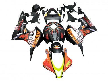 Affordable 2007-2008 Honda CBR600RR Motorcycle Fairings - Matte Black Orange Red Rossi Repsol 46 Australia