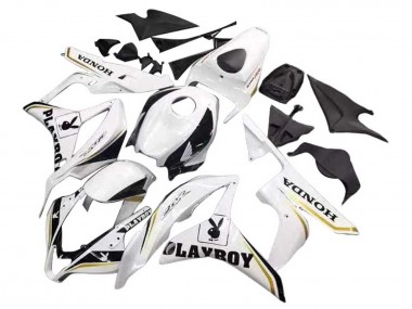 Affordable 2007-2008 Honda CBR600RR Motorcycle Fairing - White Gold Glossy Black Playboy Australia