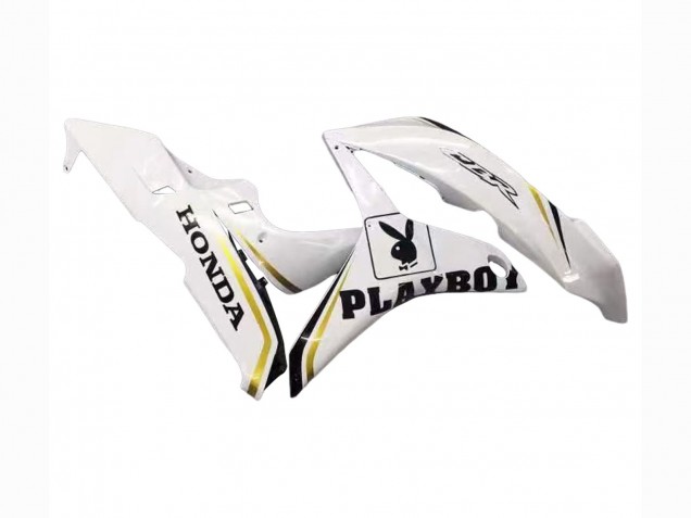2007-2008 Honda CBR600RR Motorcycle Fairing - White Gold Glossy Black Playboy Australia