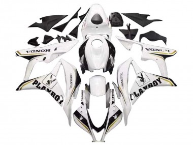 Affordable 2007-2008 Honda CBR600RR Motorcycle Fairing - White Gold Glossy Black Playboy Australia