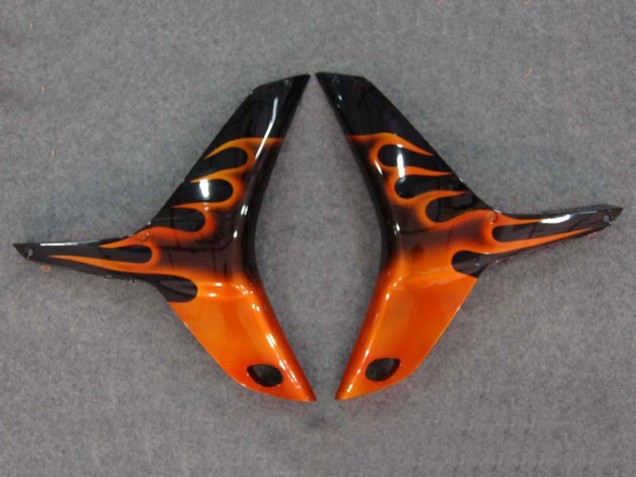 2007-2008 Honda CBR600RR Motorcycle Fairings - Glossy Black Orange Flame Australia