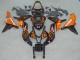 2007-2008 Honda CBR600RR Motorcycle Fairings - Glossy Black Orange Flame Australia