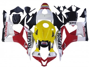 Affordable 2007-2008 Honda CBR600RR Motorcycle Fairings - White Yellow Red Repsol HRC Australia
