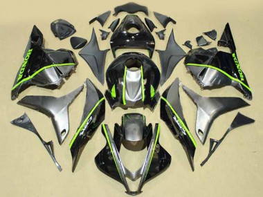 Affordable 2009-2012 Honda CBR600RR Motorcycle Fairings - Silver Glossy Black with Fluorescent Green Lines Australia