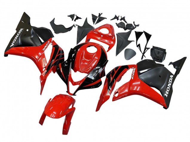 2009-2012 Honda CBR600RR Motorcycle Fairings - Red Glossy Black Matte Black Stripe Australia