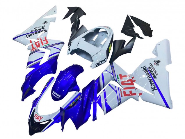 2004-2005 Kawasaki ZX10R Motorcycle Fairings - Glossy Blue White Fiat Motul Australia