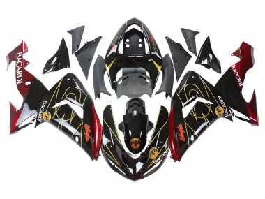 Affordable 2006-2007 Kawasaki ZX10R Motorcycle Fairings - Black Red Gold BACARDI Australia