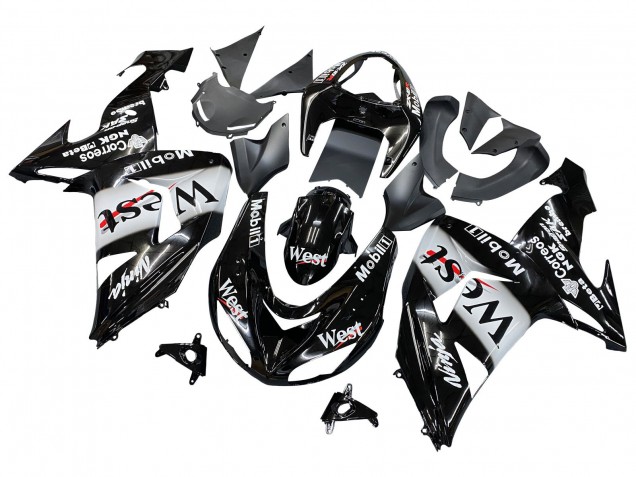 2006-2007 Kawasaki ZX10R Motorcycle Fairings - Glossy Black White West Australia