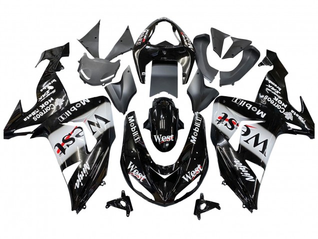 2006-2007 Kawasaki ZX10R Motorcycle Fairings - Glossy Black White West Australia
