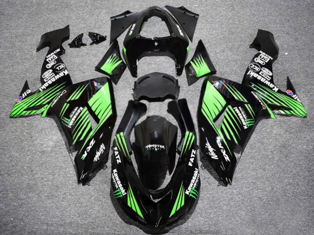 2006-2007 Kawasaki ZX10R Motorcycle Fairings - Glossy Black Green Australia