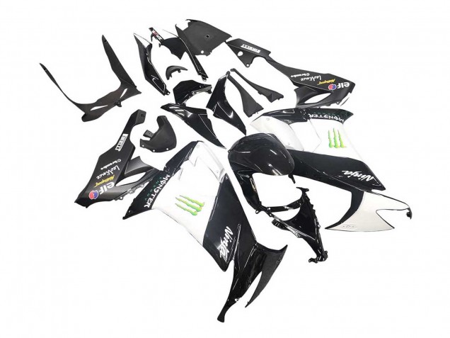 2008-2010 Kawasaki ZX10R Motorcycle Fairings - Glossy Black White Green Monster Elf Australia