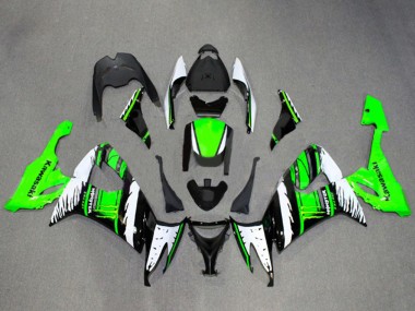 Affordable 2008-2010 Kawasaki ZX10R Motorcycle Fairings - White Green Glossy Black Flame Australia
