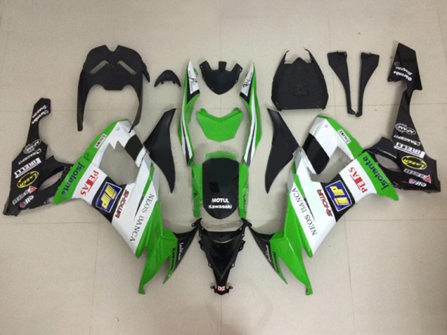 2008-2010 Kawasaki ZX10R Motorcycle Fairings - White Green Glossy Black Motul Neos Banca Petas Australia