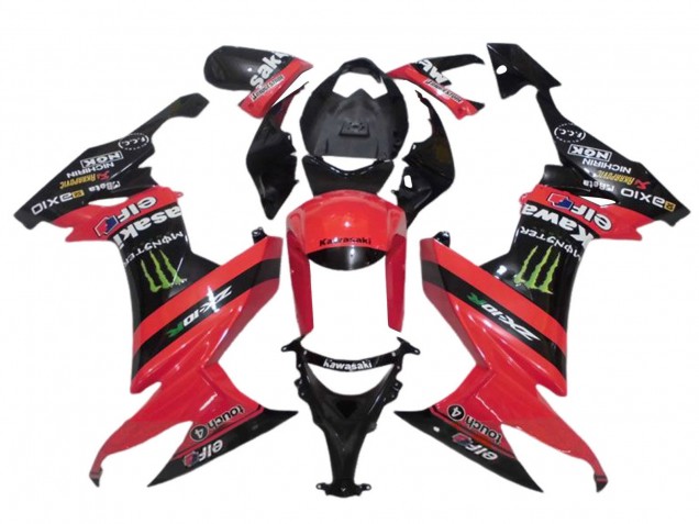 2008-2010 Kawasaki ZX10R Motorcycle Fairings - Red Black Green Monster Elf 27 Australia